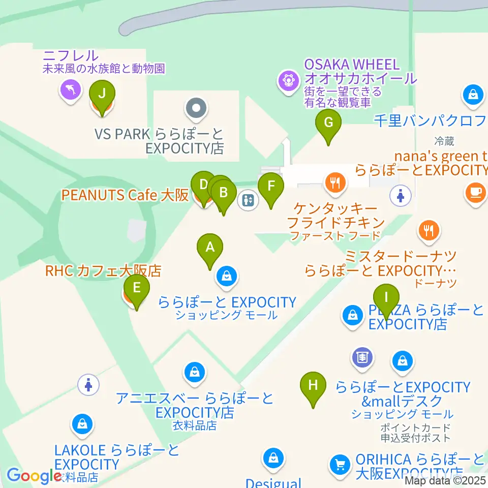 109シネマズ大阪エキスポシティ周辺のカフェ一覧地図
