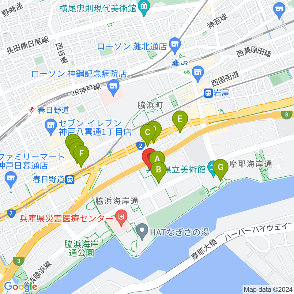 109シネマズHAT神戸周辺のカフェ一覧地図