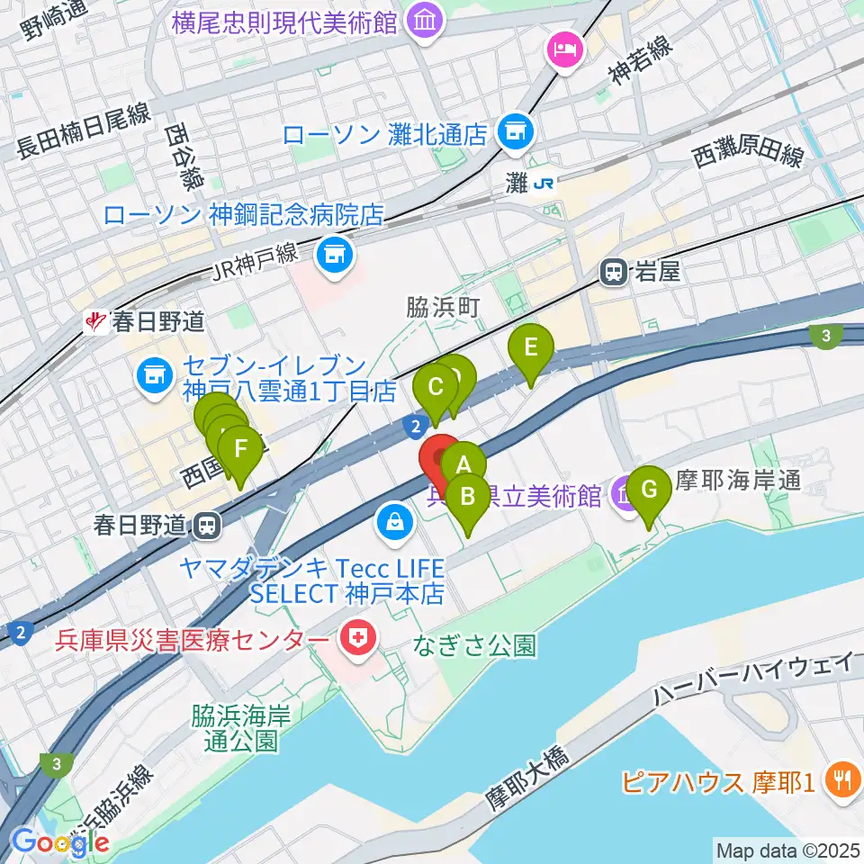109シネマズHAT神戸周辺のカフェ一覧地図