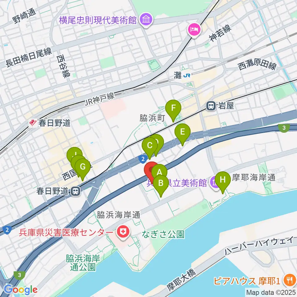 109シネマズHAT神戸周辺のカフェ一覧地図
