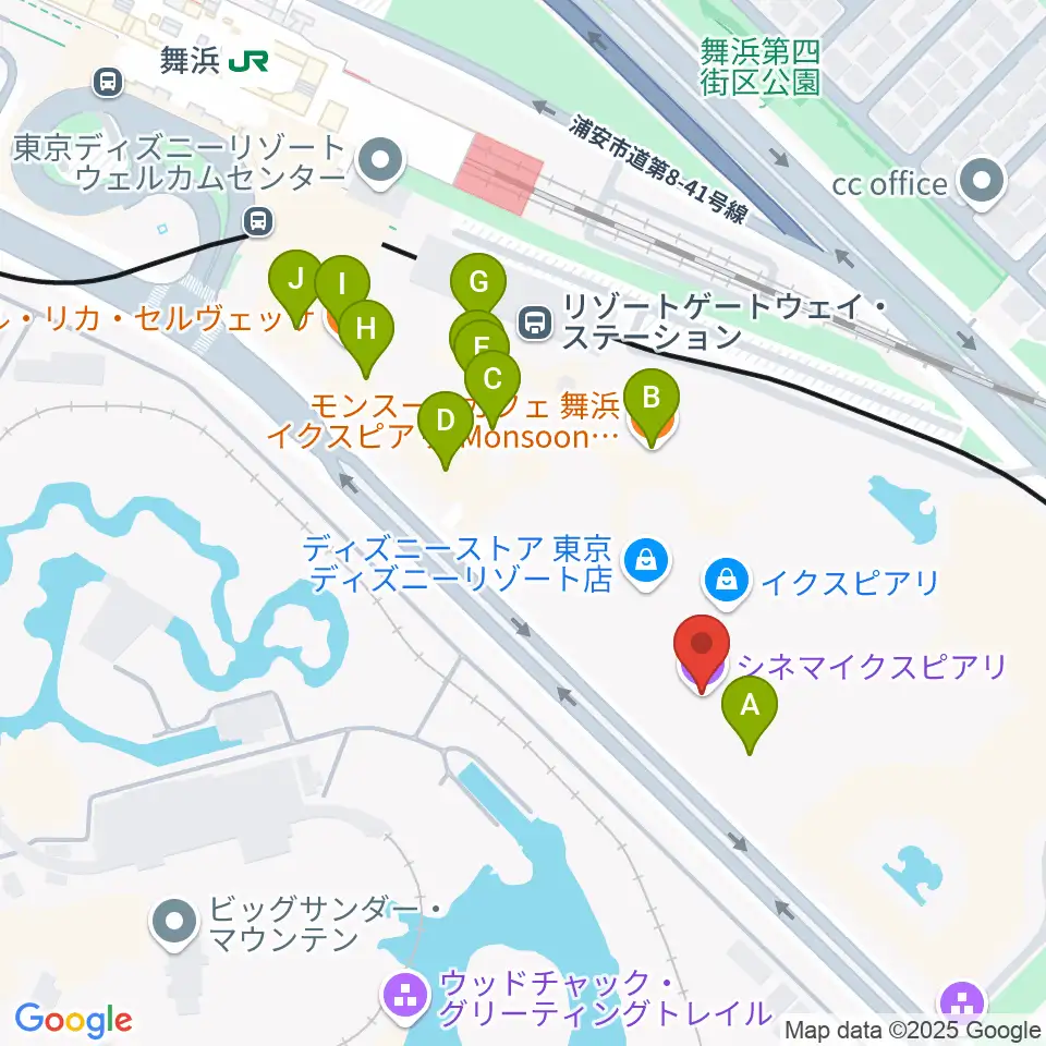 シネマイクスピアリ周辺のカフェ一覧地図