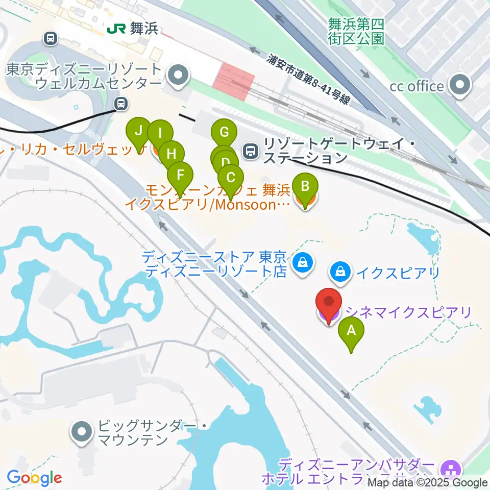 シネマイクスピアリ周辺のカフェ一覧地図