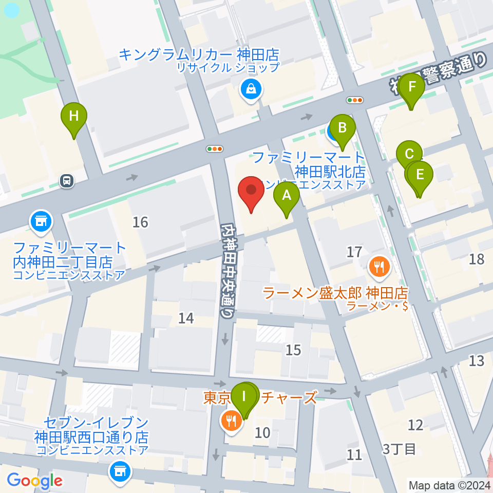 神田 音ステージ周辺のカフェ一覧地図