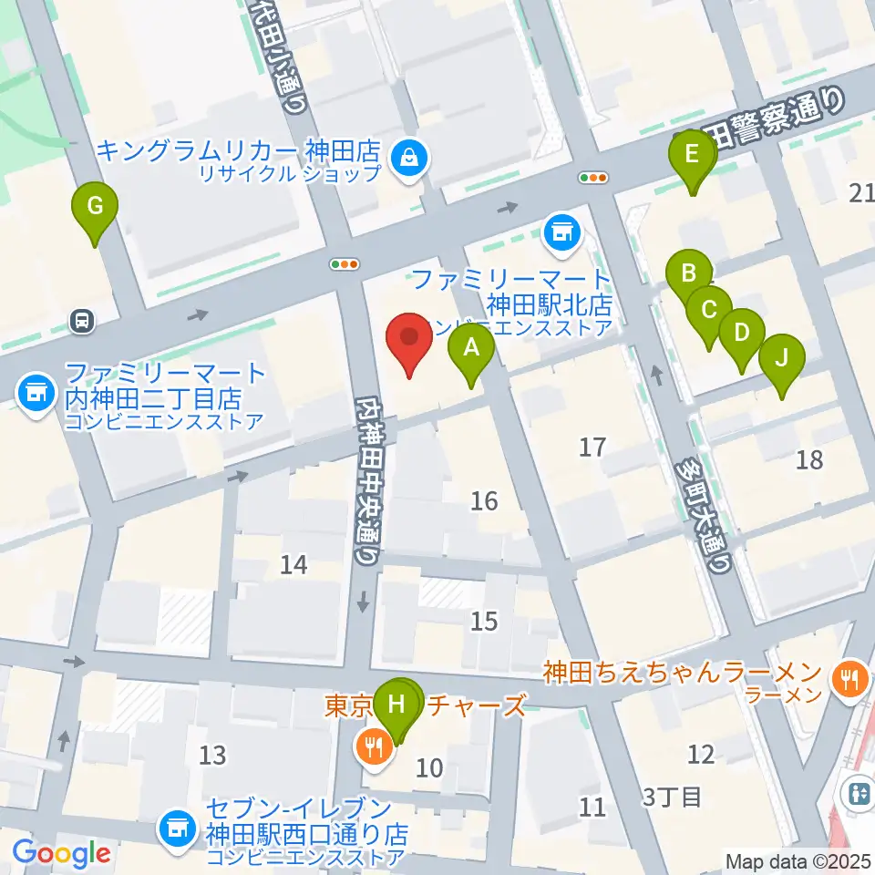 神田 音ステージ周辺のカフェ一覧地図