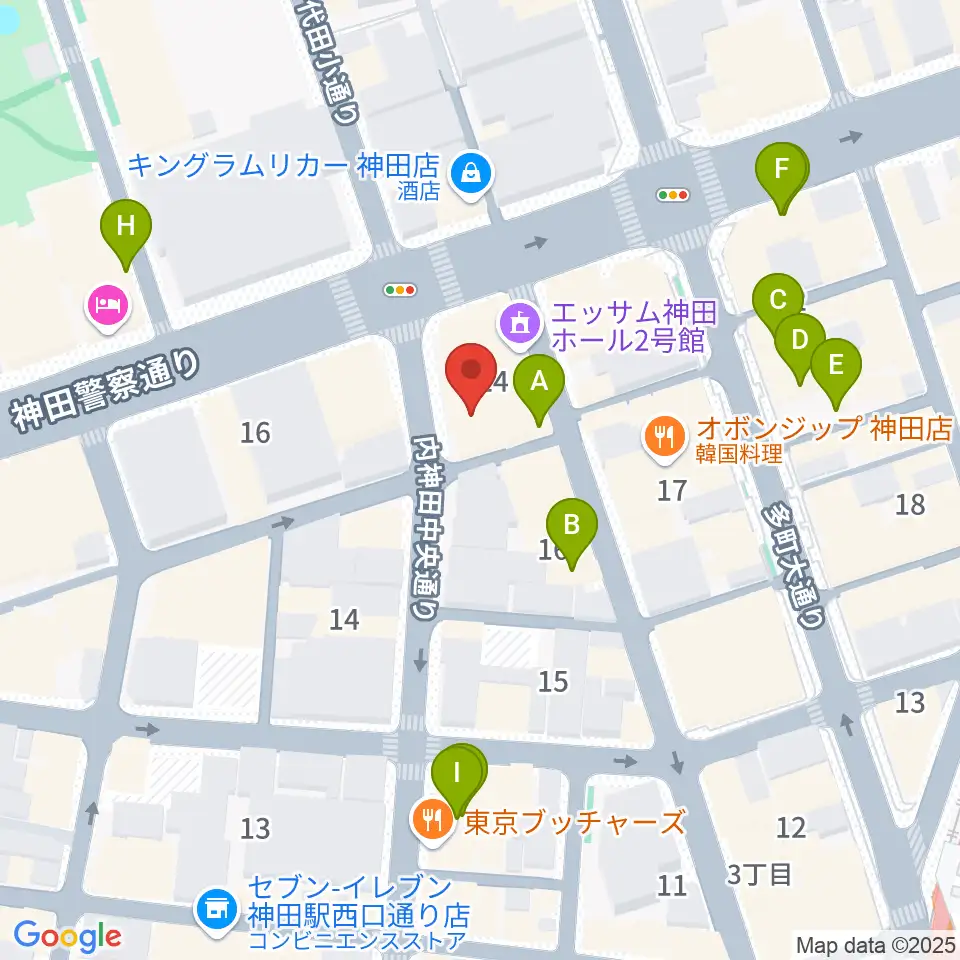 神田 音ステージ周辺のカフェ一覧地図