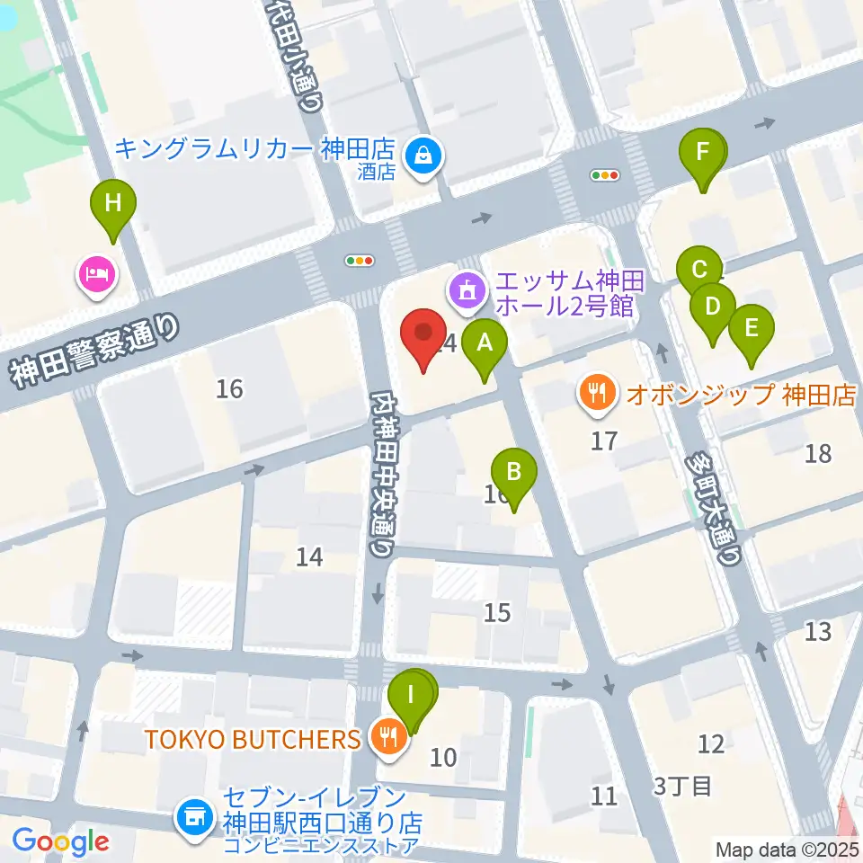神田 音ステージ周辺のカフェ一覧地図