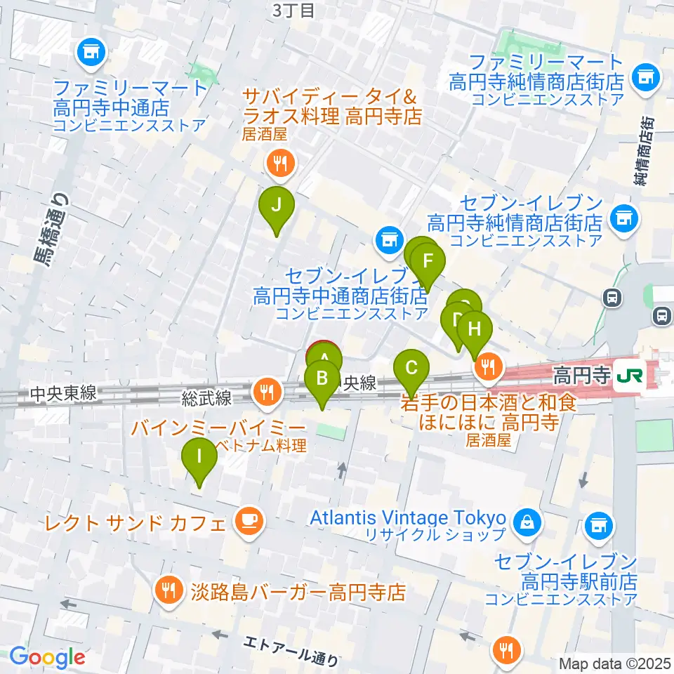 無力無善寺周辺のカフェ一覧地図