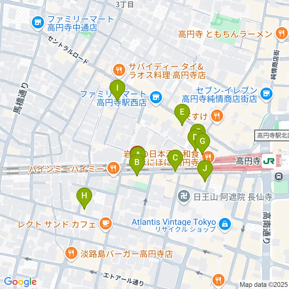 無力無善寺周辺のカフェ一覧地図