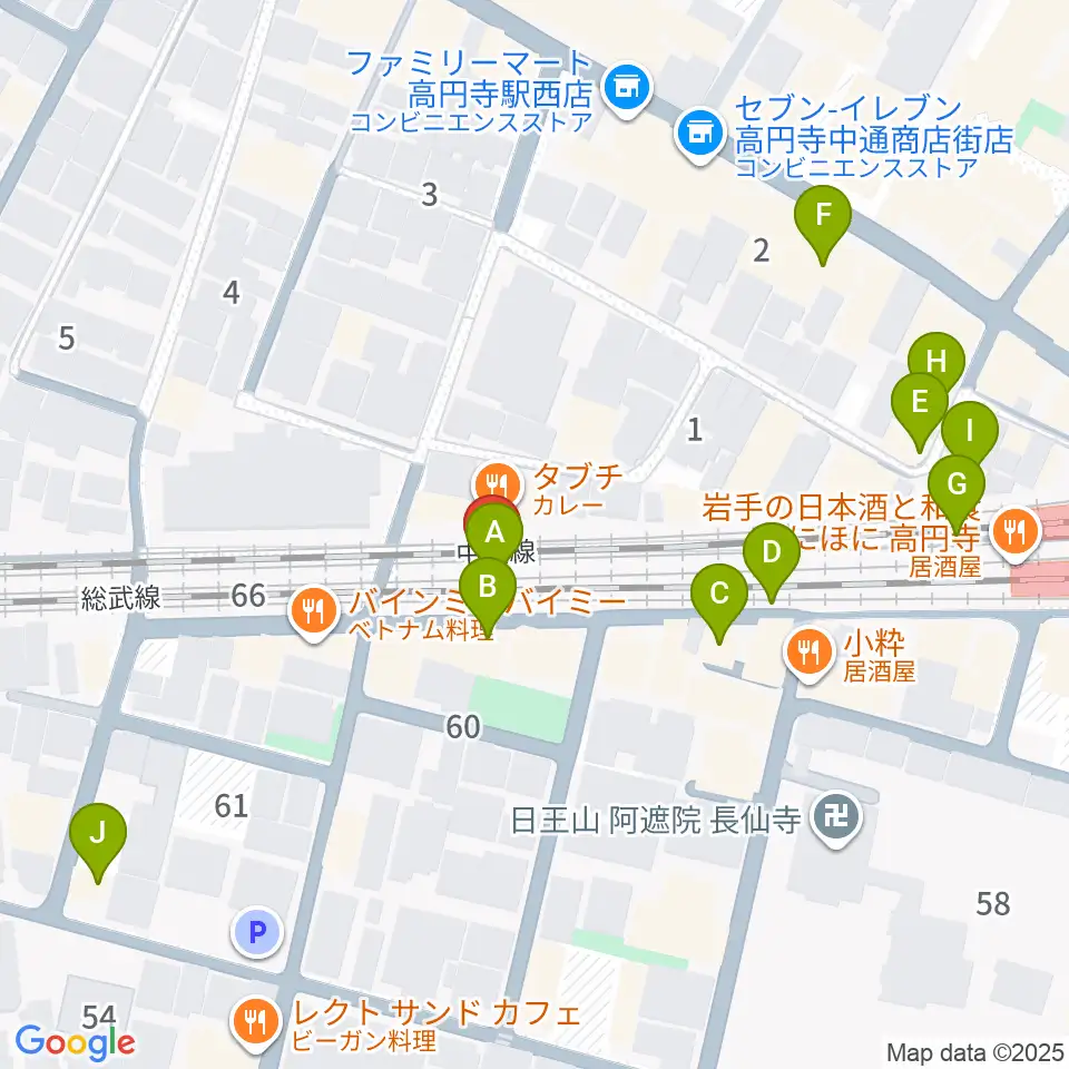 無力無善寺周辺のカフェ一覧地図