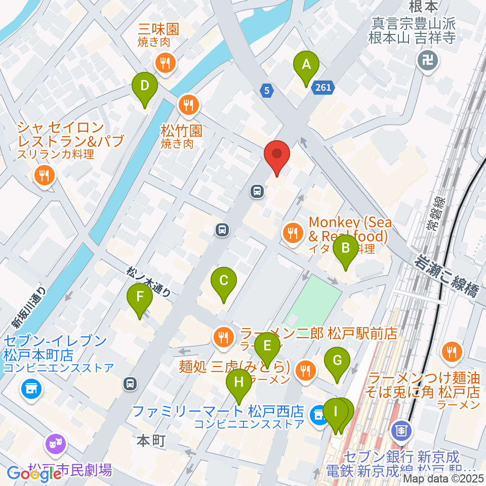 松戸スタジオダグアウト2周辺のカフェ一覧地図