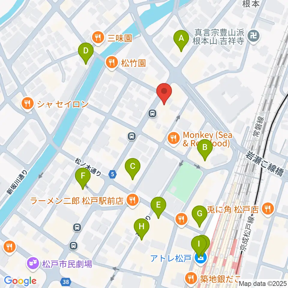 松戸スタジオダグアウト2周辺のカフェ一覧地図