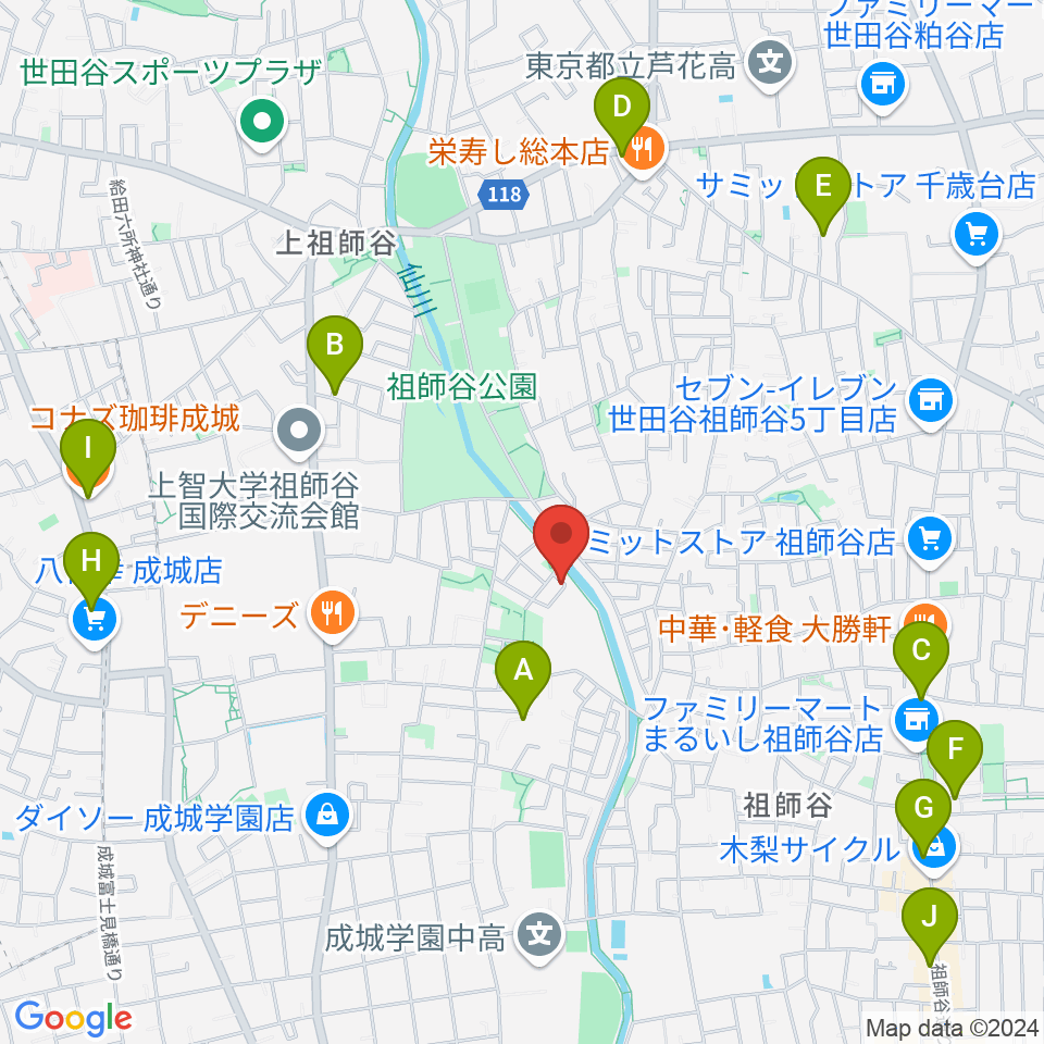 MGS Music School 成城校周辺のカフェ一覧地図