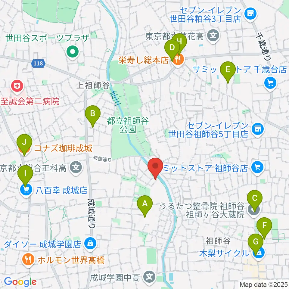 MGS Music School 成城校周辺のカフェ一覧地図