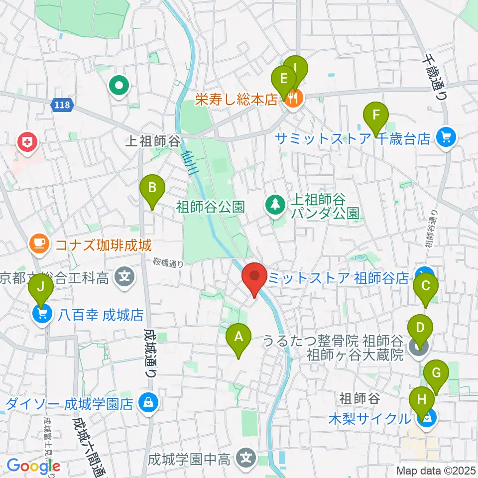 MGS Music School 成城校周辺のカフェ一覧地図