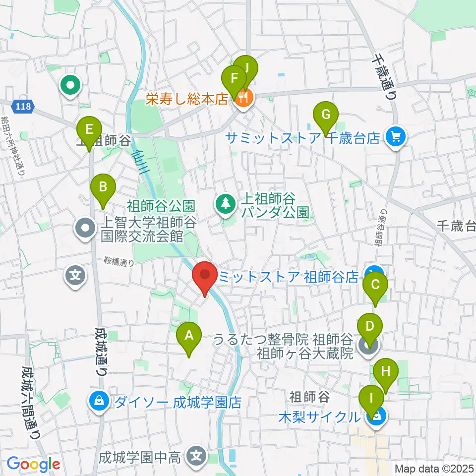 MGS Music School 成城校周辺のカフェ一覧地図