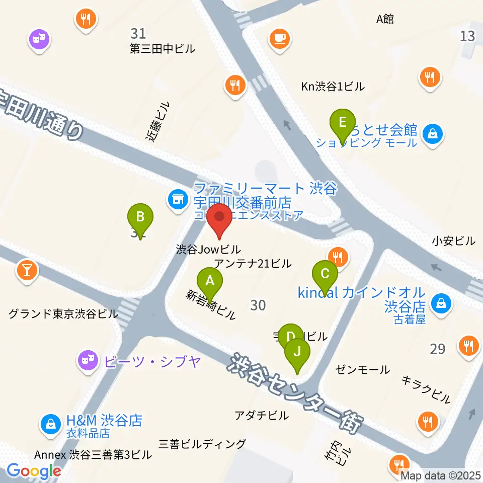 渋谷Club Malcolm周辺のカフェ一覧地図