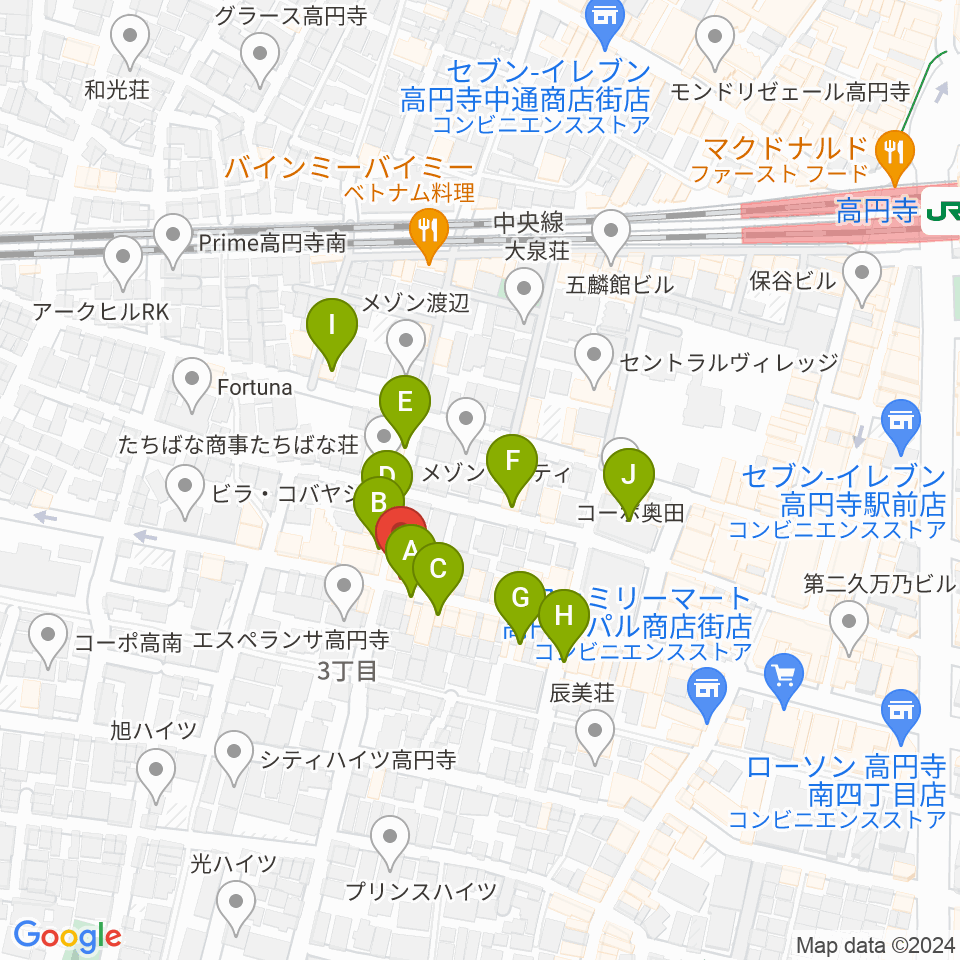 高円寺Knock周辺のカフェ一覧地図