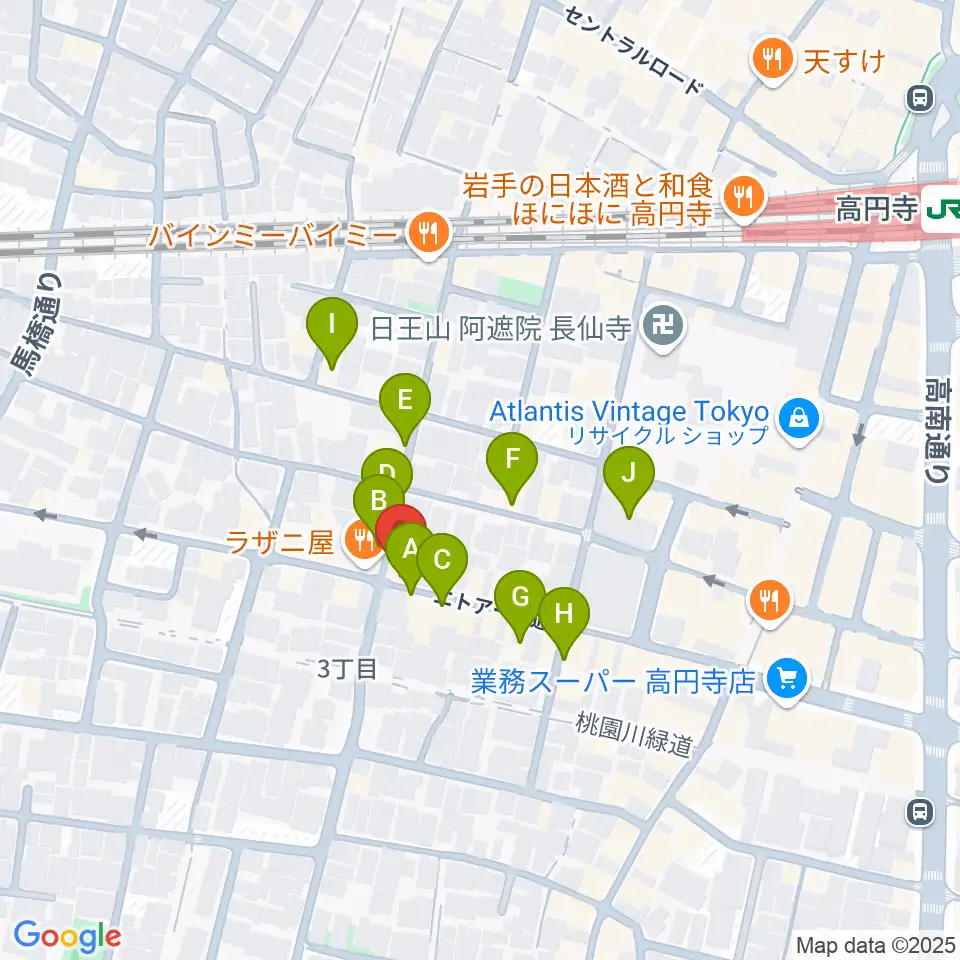 高円寺Knock周辺のカフェ一覧地図