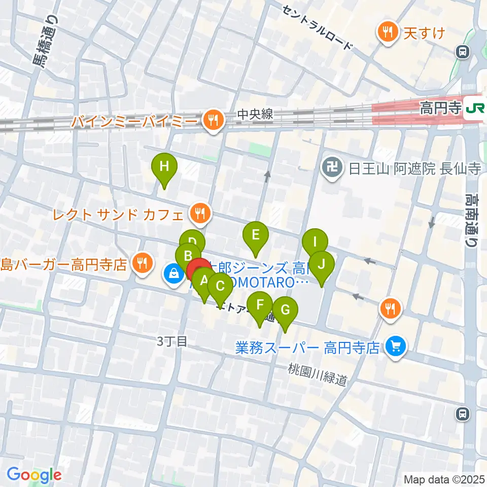 高円寺Knock周辺のカフェ一覧地図