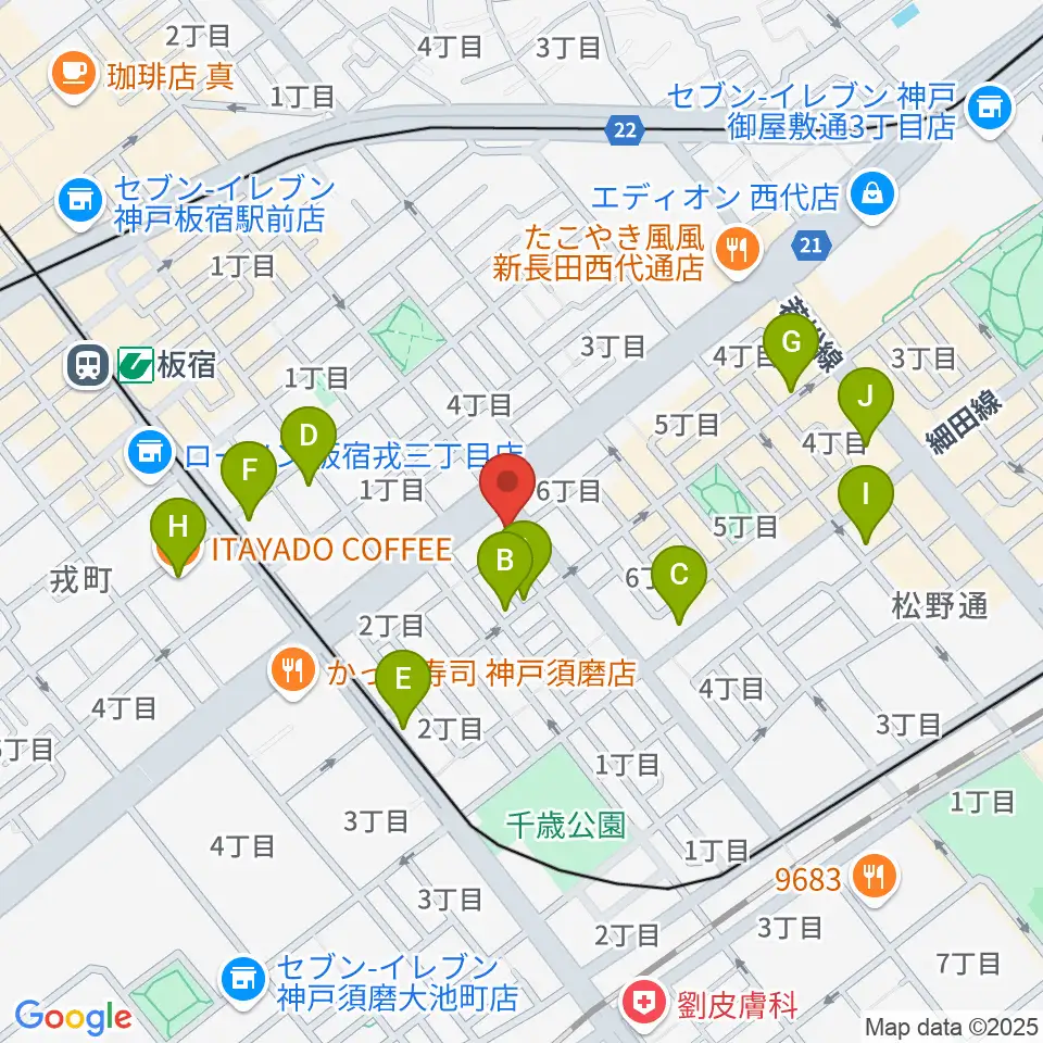 KOBEらぼポルカ周辺のカフェ一覧地図
