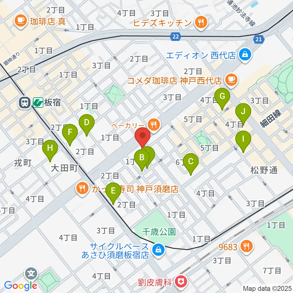 KOBEらぼポルカ周辺のカフェ一覧地図