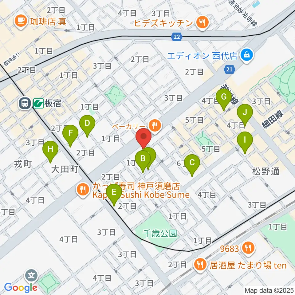 KOBEらぼポルカ周辺のカフェ一覧地図