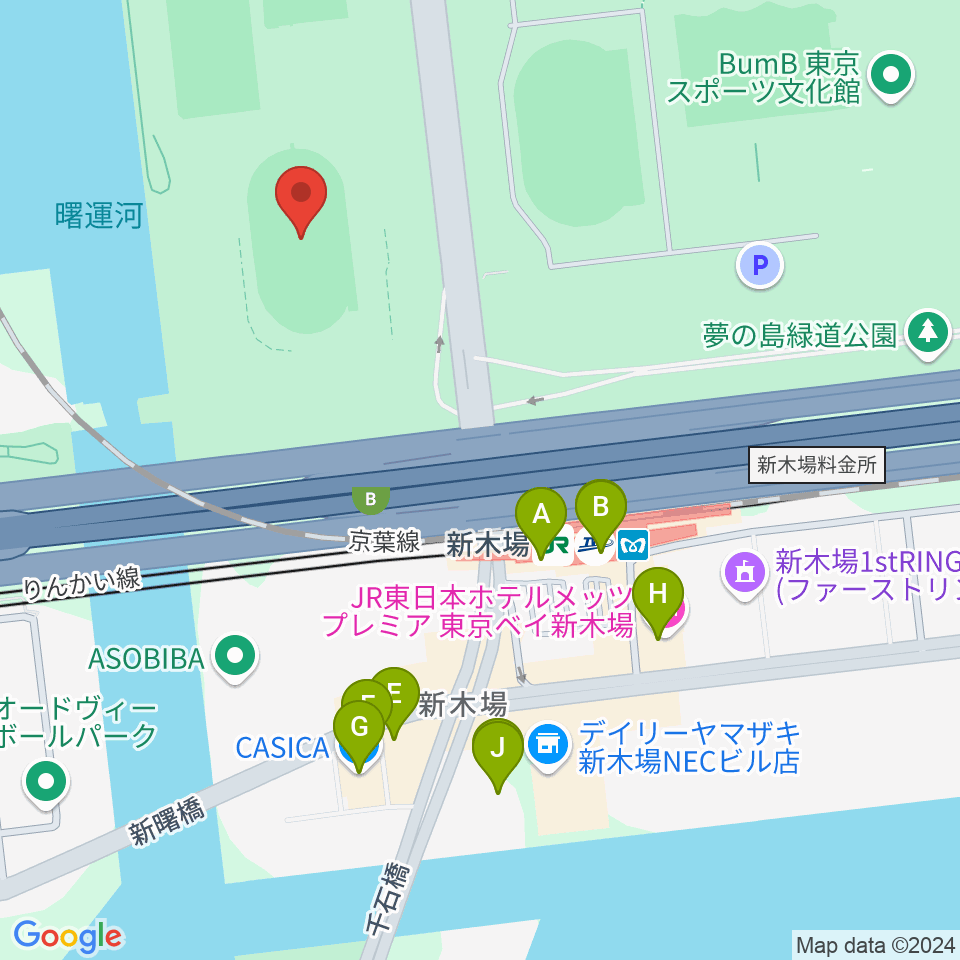 江東区夢の島競技場周辺のカフェ一覧地図