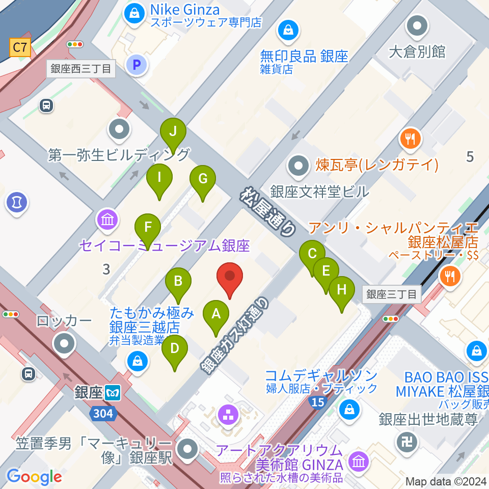 シネスイッチ銀座周辺のカフェ一覧地図