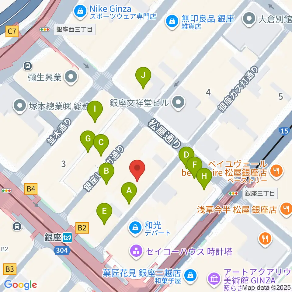 シネスイッチ銀座周辺のカフェ一覧地図