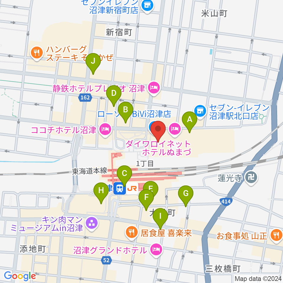 シネマサンシャイン沼津周辺のカフェ一覧地図