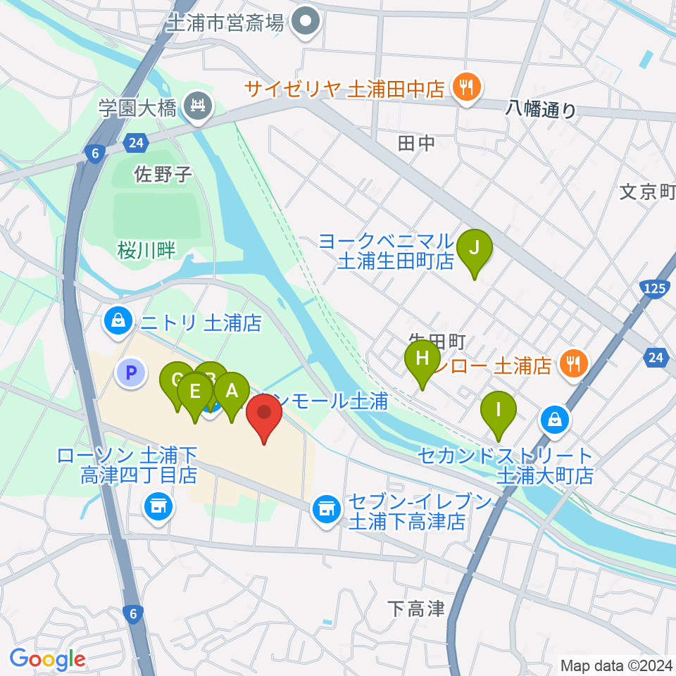 シネマサンシャイン土浦周辺のカフェ一覧地図