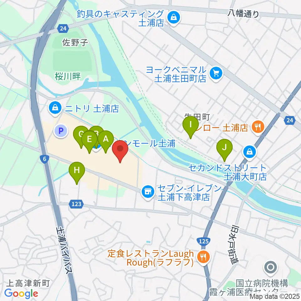 シネマサンシャイン土浦周辺のカフェ一覧地図