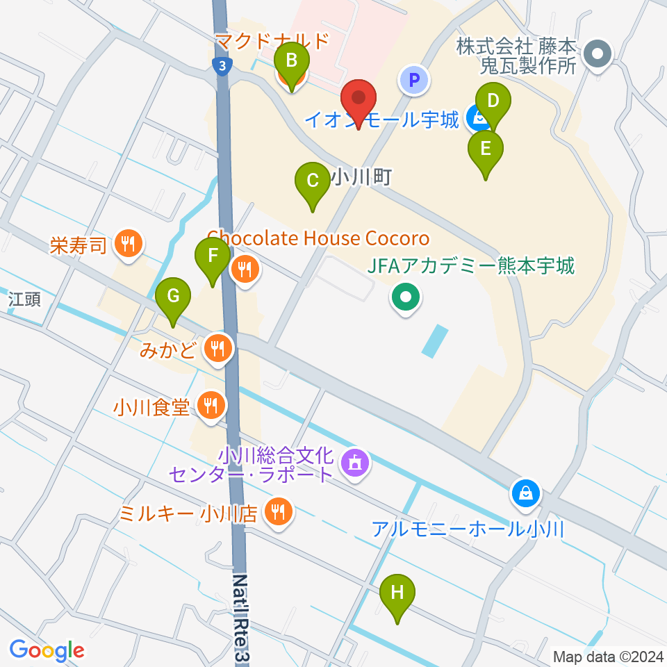 TOHOシネマズ宇城周辺のカフェ一覧地図