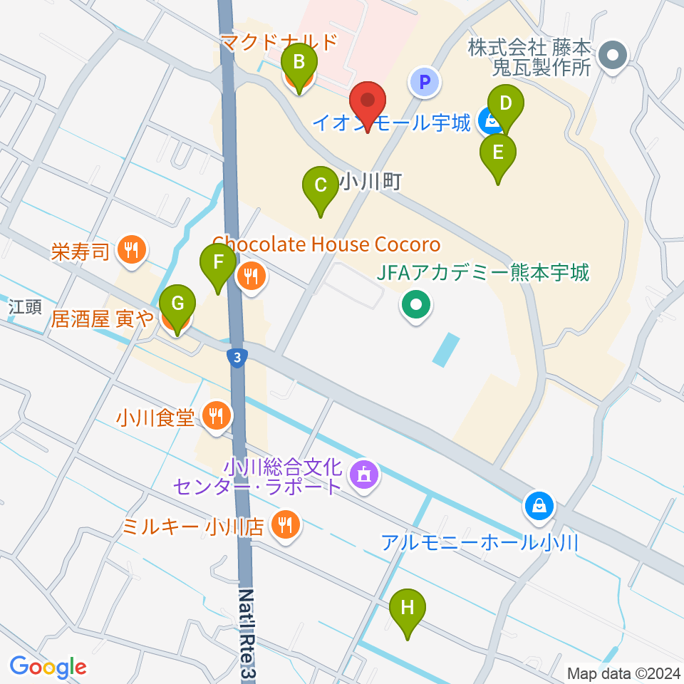 TOHOシネマズ宇城周辺のカフェ一覧地図