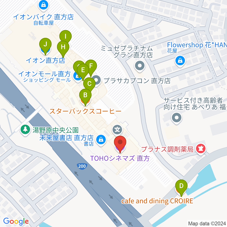 TOHOシネマズ直方周辺のカフェ一覧地図