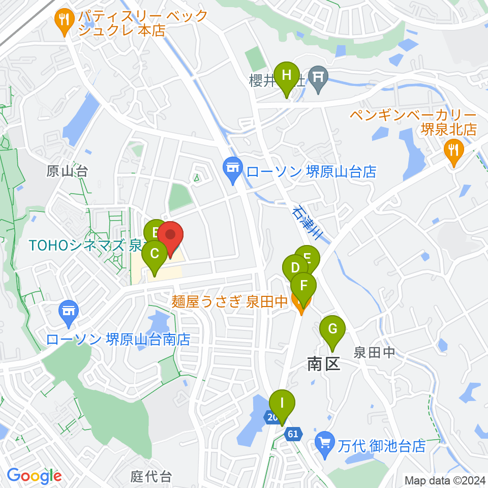 TOHOシネマズ泉北周辺のカフェ一覧地図