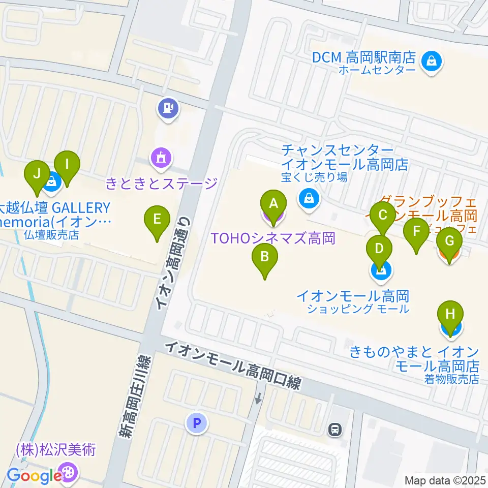 TOHOシネマズ高岡周辺のカフェ一覧地図
