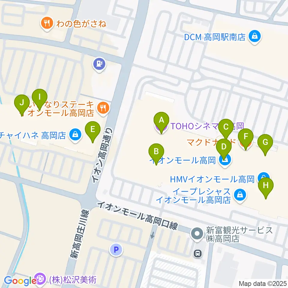 TOHOシネマズ高岡周辺のカフェ一覧地図