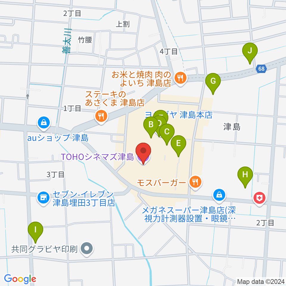 TOHOシネマズ津島周辺のカフェ一覧地図