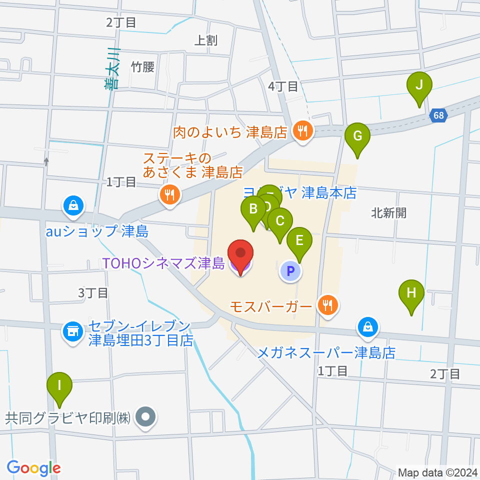 TOHOシネマズ津島周辺のカフェ一覧地図