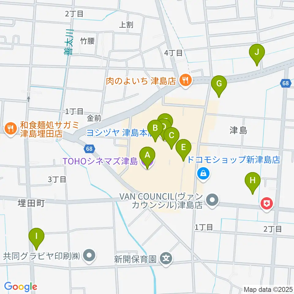 TOHOシネマズ津島周辺のカフェ一覧地図