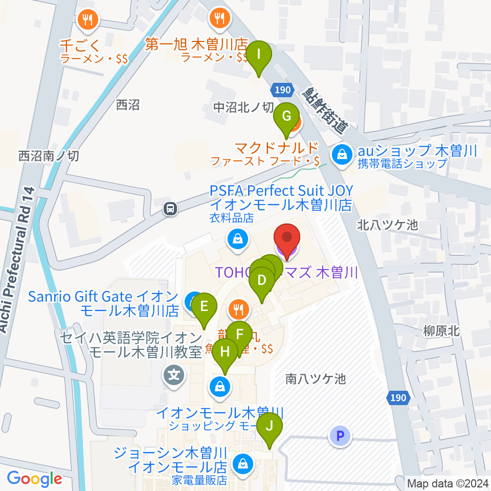 TOHOシネマズ木曽川周辺のカフェ一覧地図