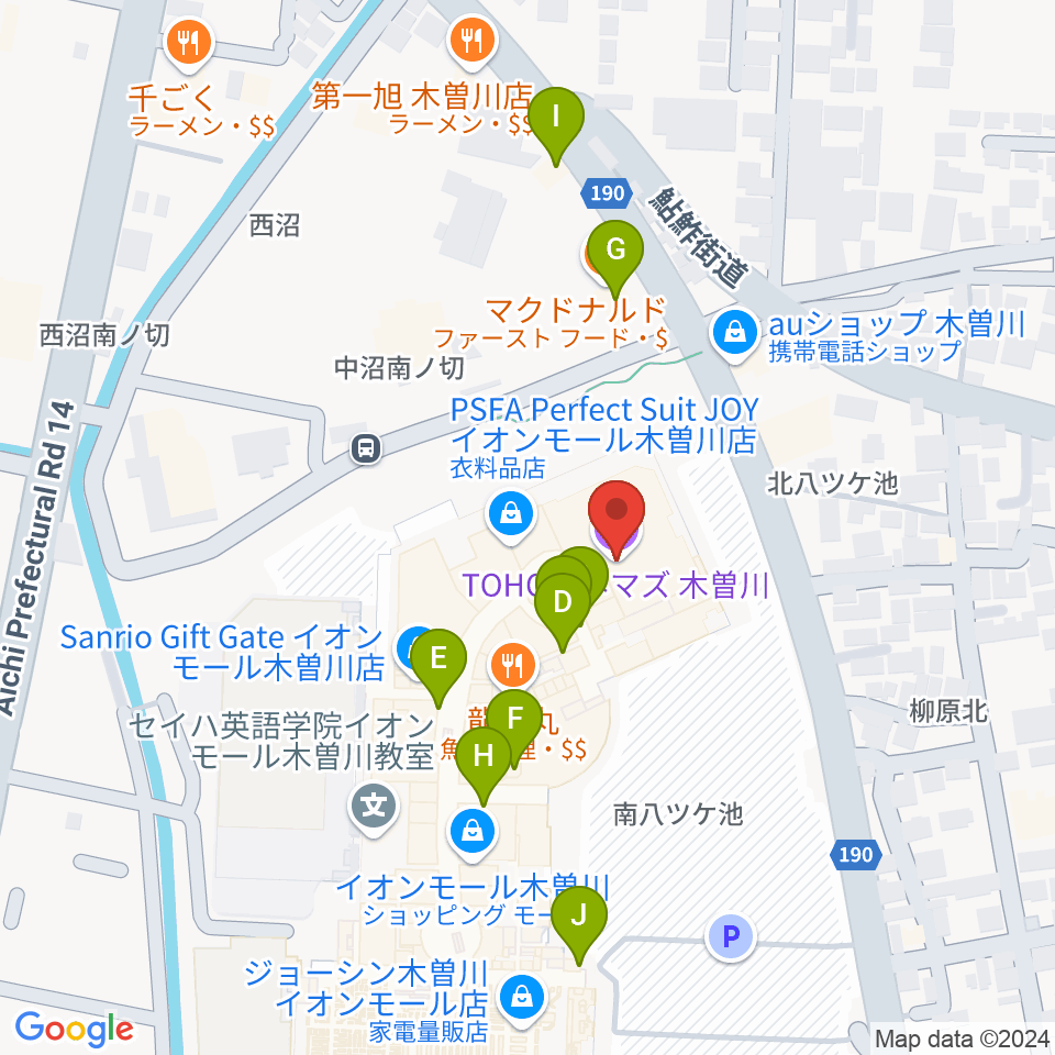 TOHOシネマズ木曽川周辺のカフェ一覧地図