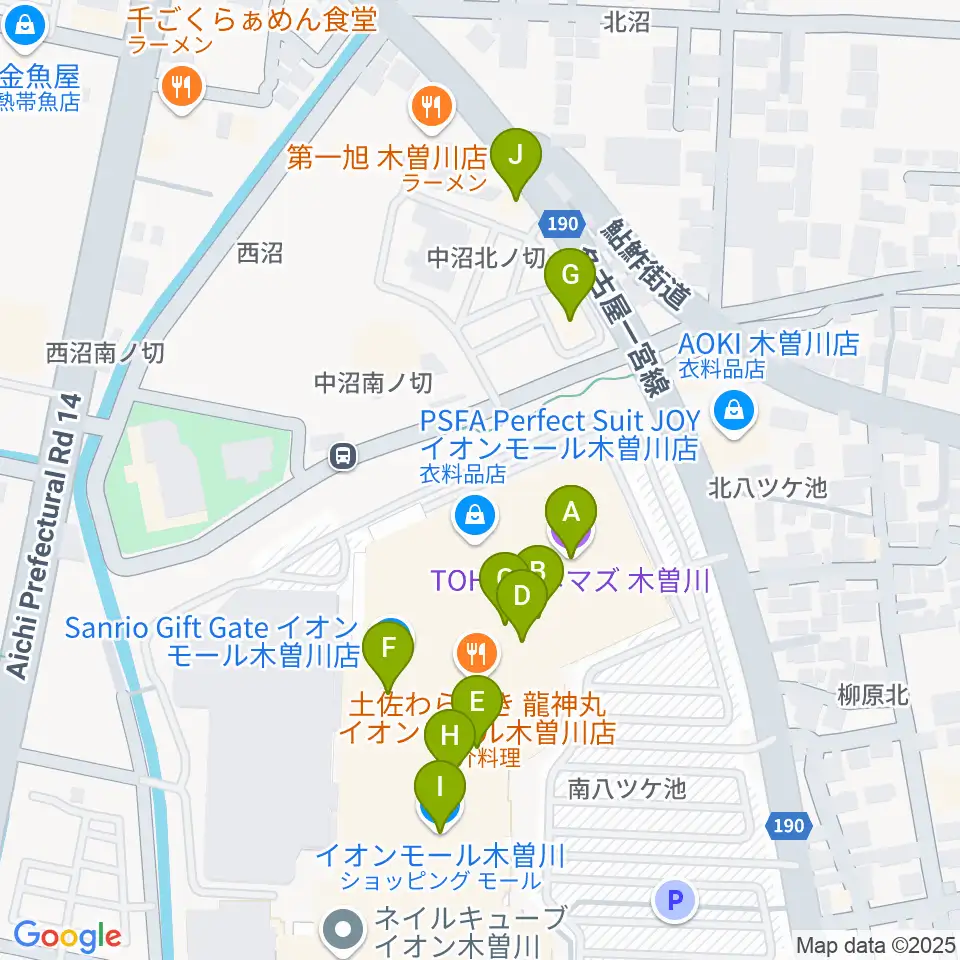 TOHOシネマズ木曽川周辺のカフェ一覧地図