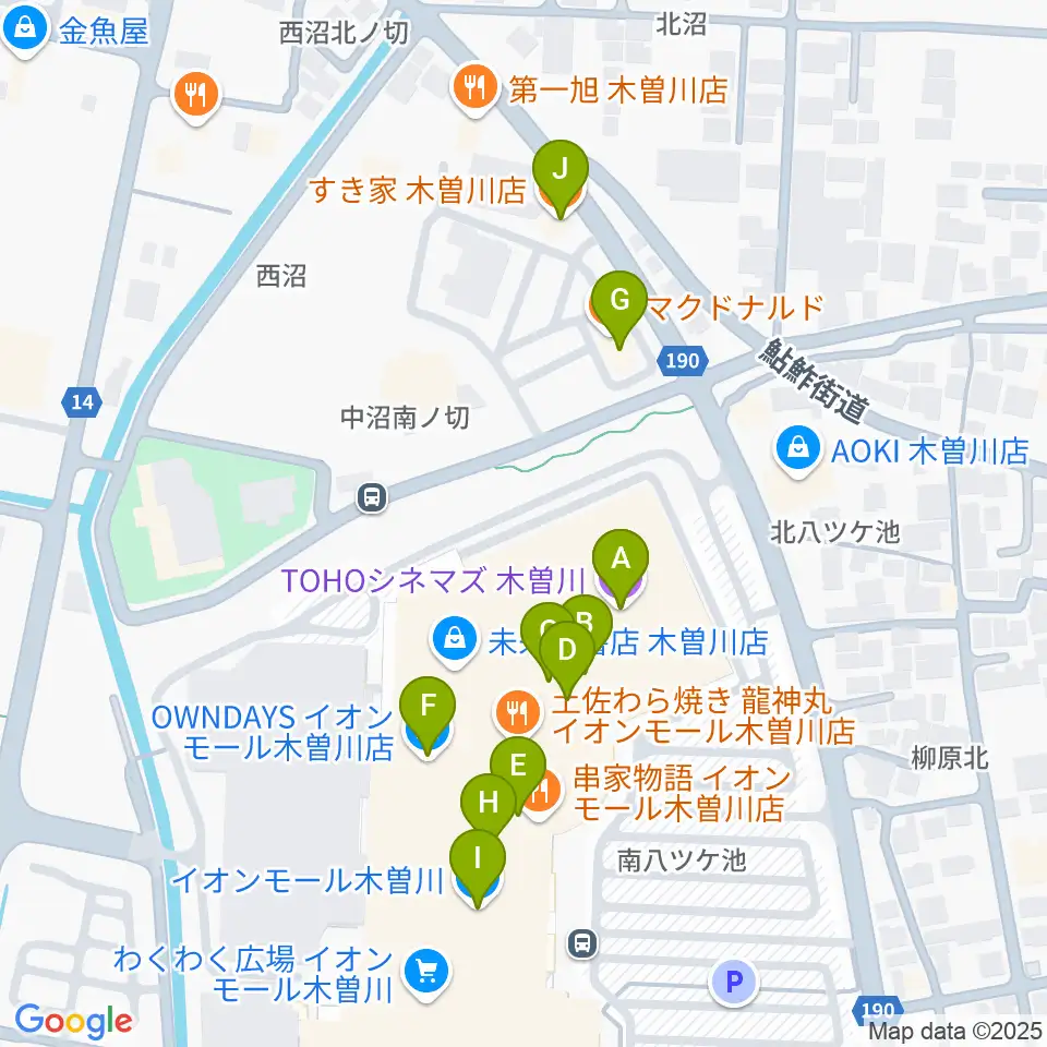 TOHOシネマズ木曽川周辺のカフェ一覧地図