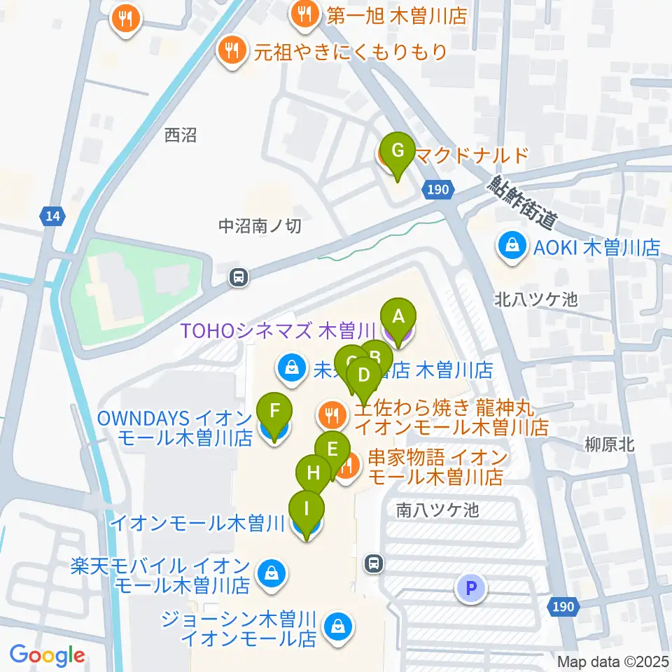TOHOシネマズ木曽川周辺のカフェ一覧地図