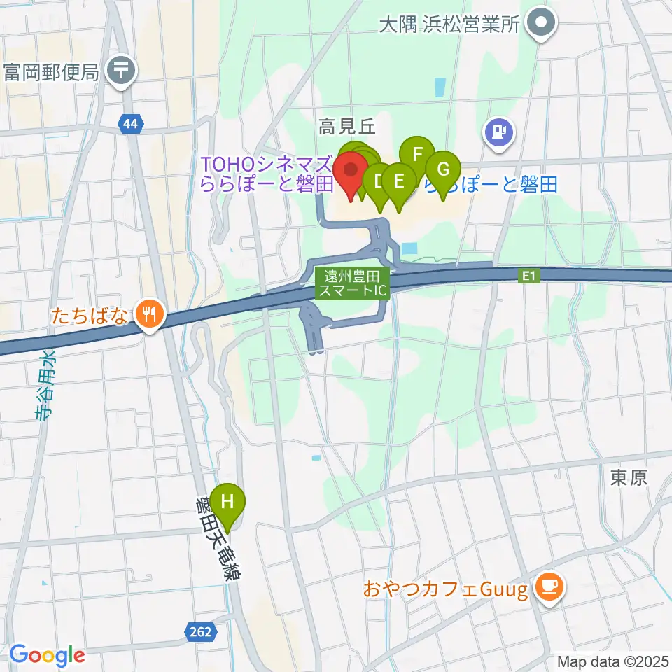 TOHOシネマズららぽーと磐田周辺のカフェ一覧地図