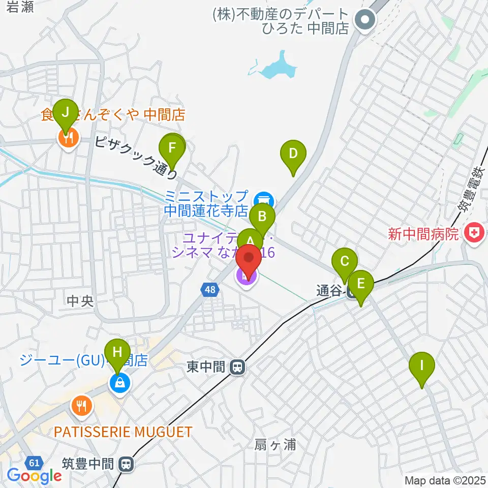 ユナイテッド・シネマなかま16周辺のカフェ一覧地図