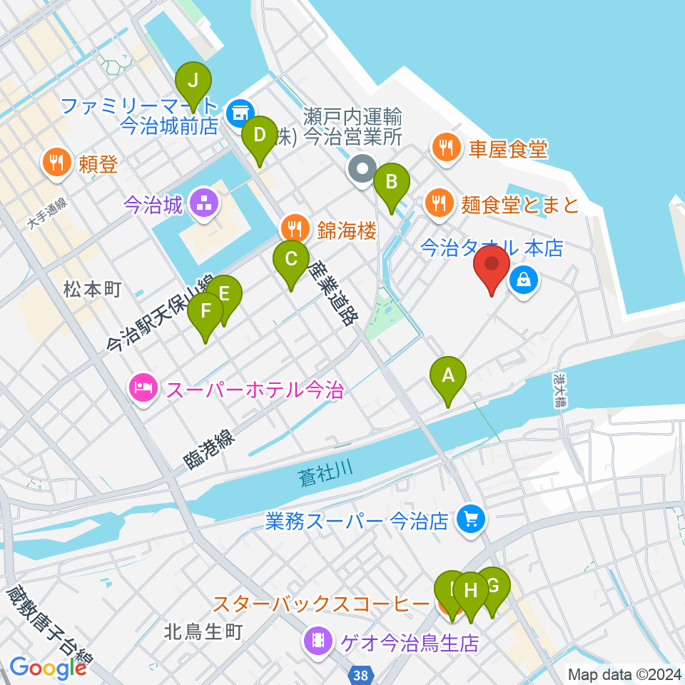 ユナイテッド・シネマ フジグラン今治周辺のカフェ一覧地図