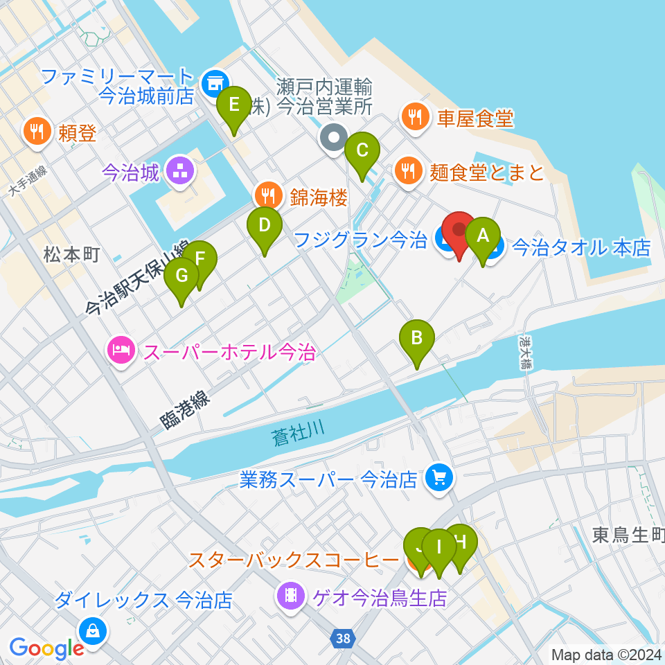 ユナイテッド・シネマ フジグラン今治周辺のカフェ一覧地図